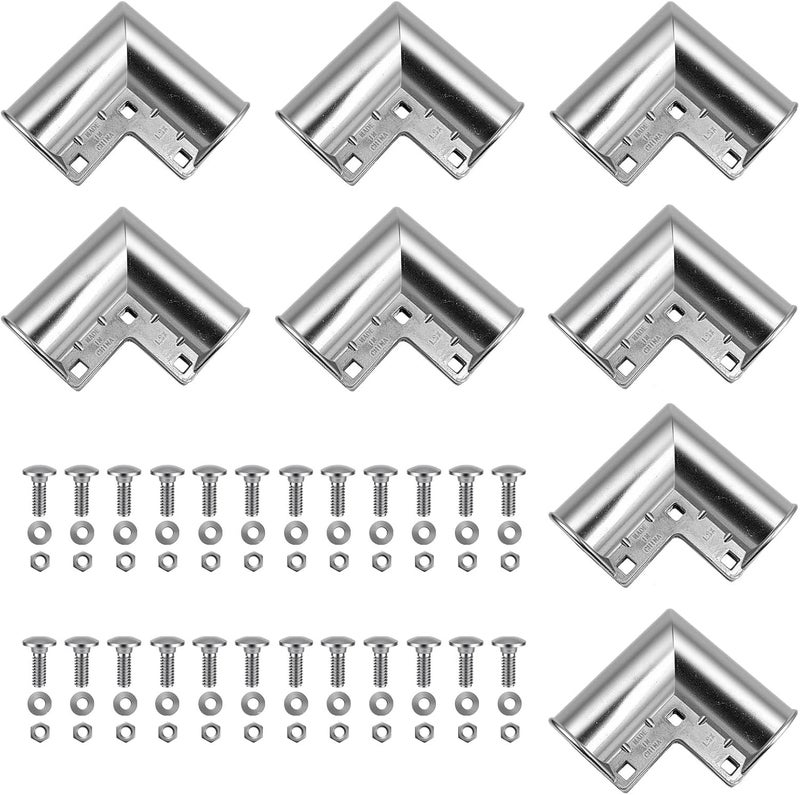 ranwin Aluminum Chain Link Fence Gate Corners for 1-3/8" x 1-3/8" OD Pipe, 90 Degree Gate Elbow Kit with Gloves, Bolts and Nuts, 8 Pack - Image 1